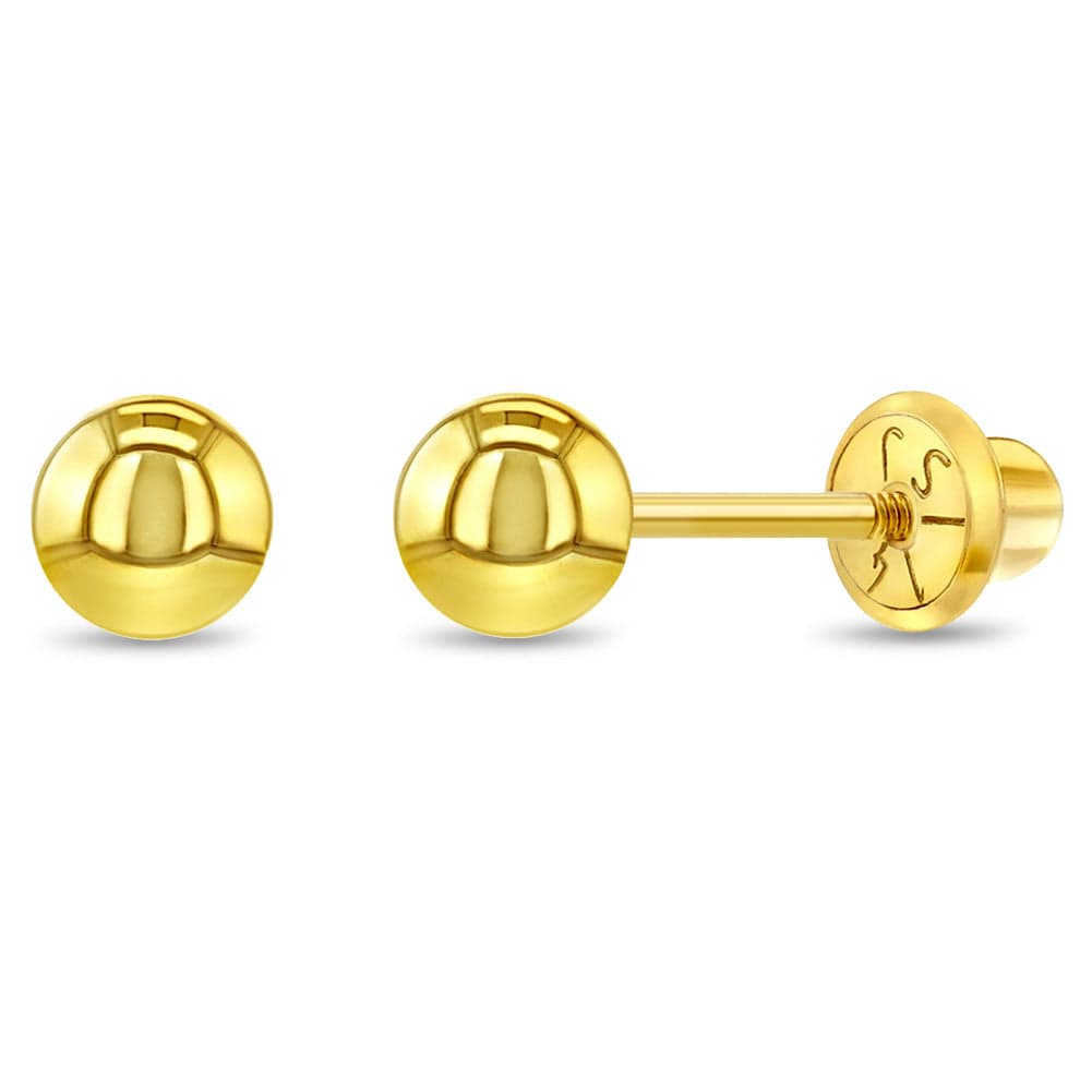 EAR-14K 14k Classic 4mm Ball Toddler Earrings - Screw Back