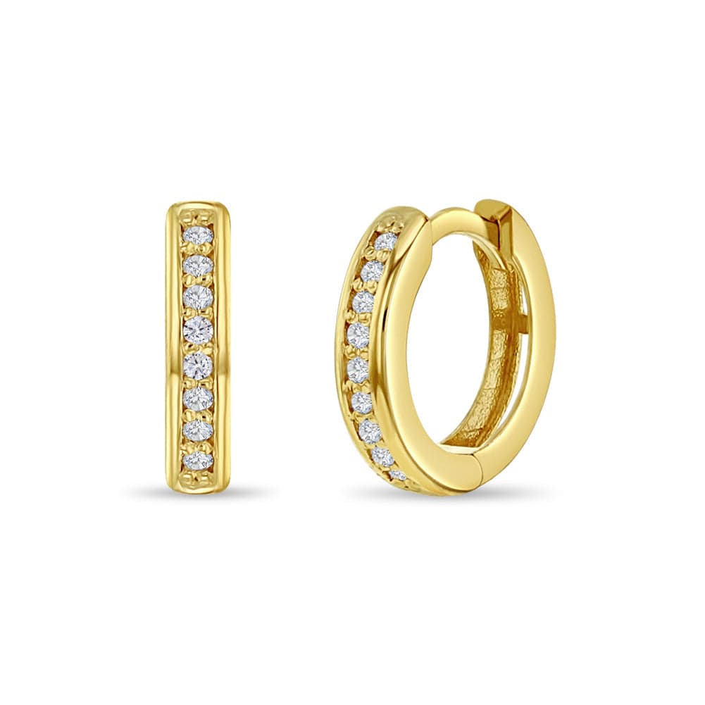 14k Clear CZ Girls Huggie Hoops – Dandelion Jewelry
