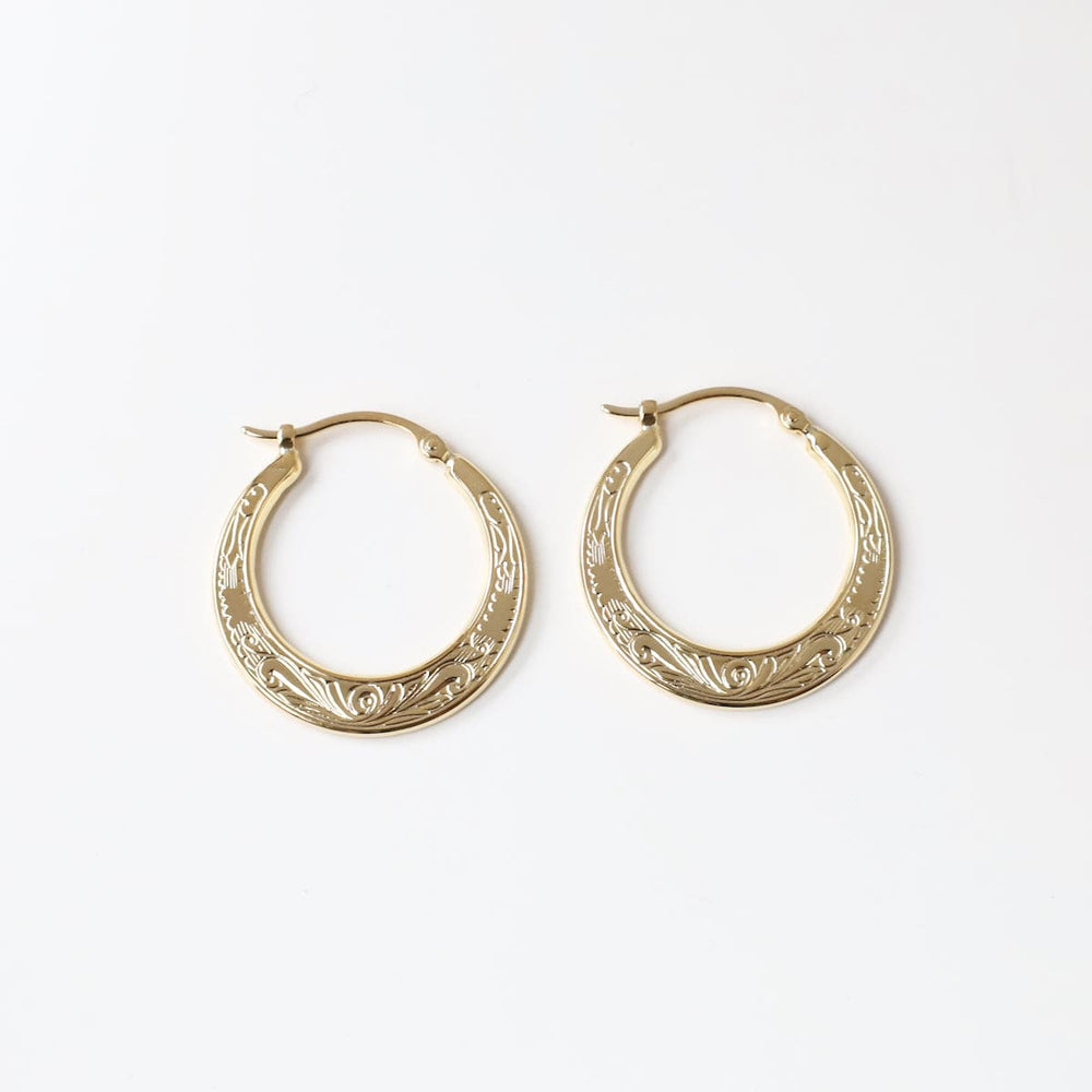 
                      
                        EAR-14K 14k Embosed Flat Shell Hoop
                      
                    