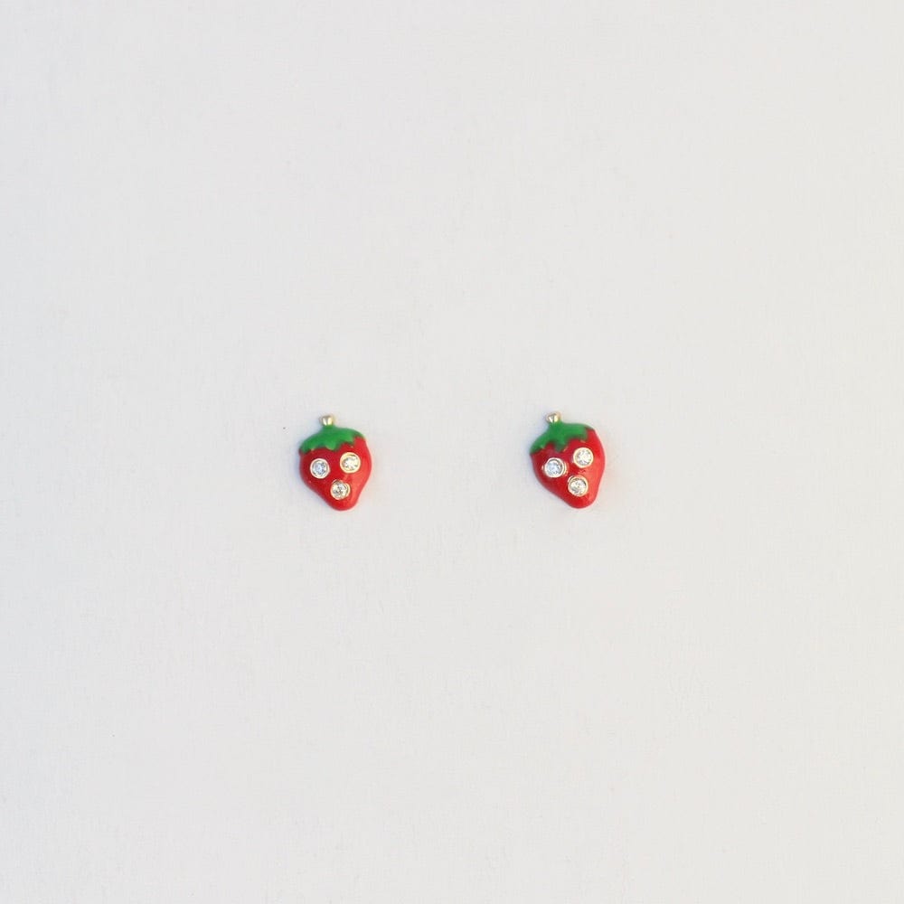 EAR-14K 14K Enamel Strawberry Post Earring