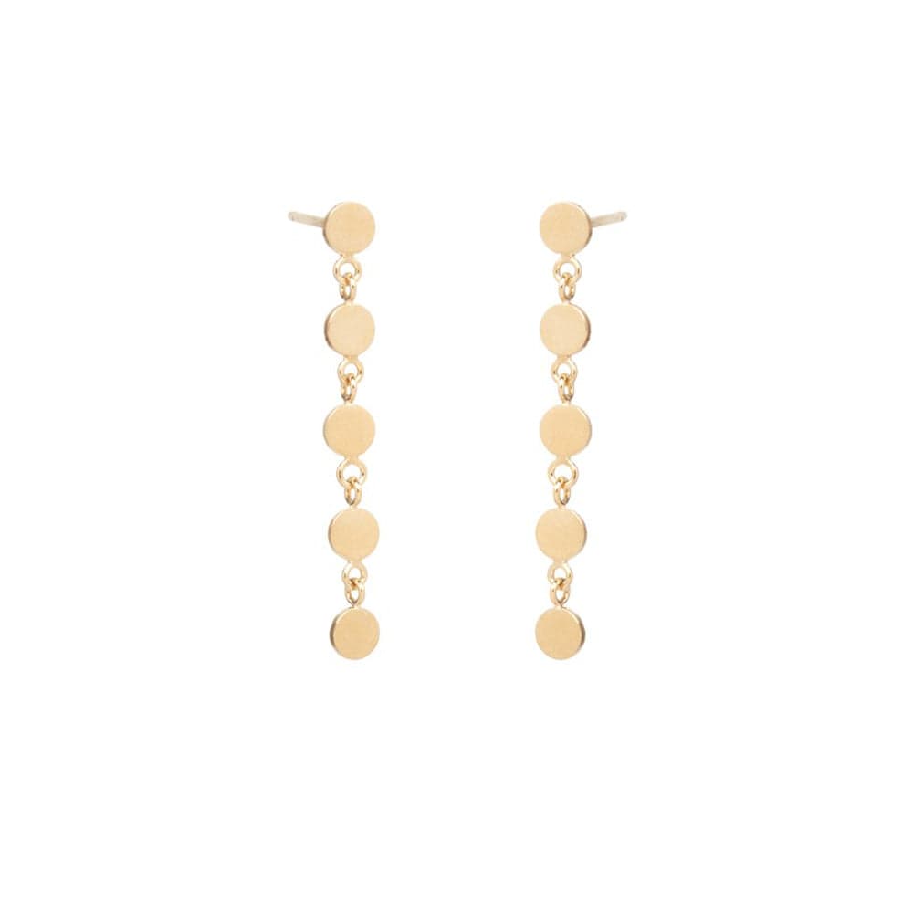 EAR-14K 14K GOLD 5 ITTY BITTY ROUND DISC DRIP POST EARRING