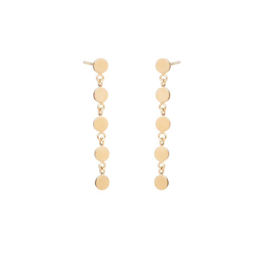 Load image into Gallery viewer, EAR-14K 14K GOLD 5 ITTY BITTY ROUND DISC DRIP POST EARRING

