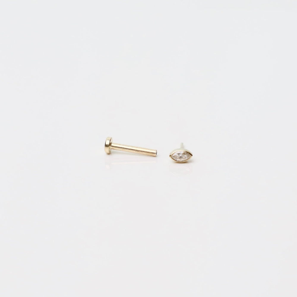 
                  
                    EAR-14K 14k Gold Bezel Set Diamond Marquise Flat Back Stud - SINGLE
                  
                