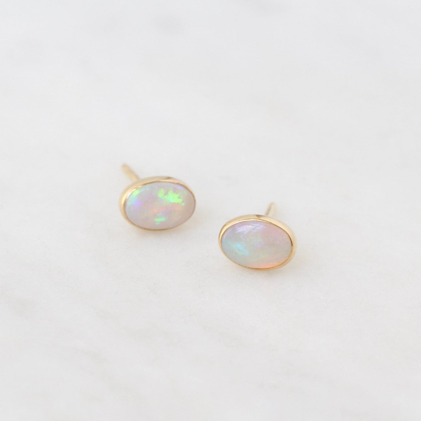 EAR-14K 14k Gold Bezel Set Opal Post Earring