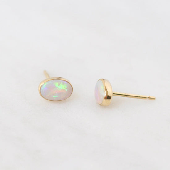 EAR-14K 14k Gold Bezel Set Opal Post Earring