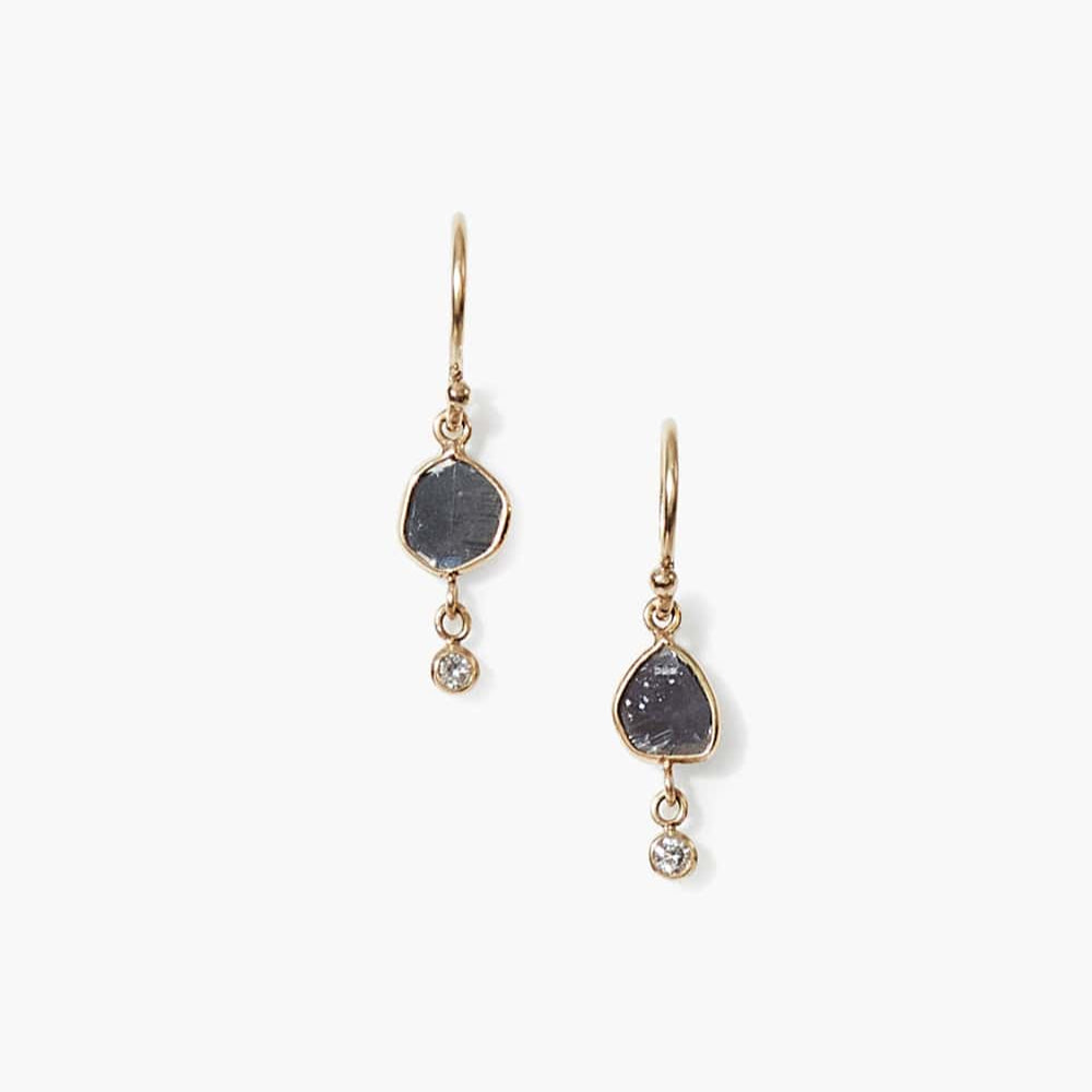 EAR-14K 14K Gold Black Diamond Slice Earrings