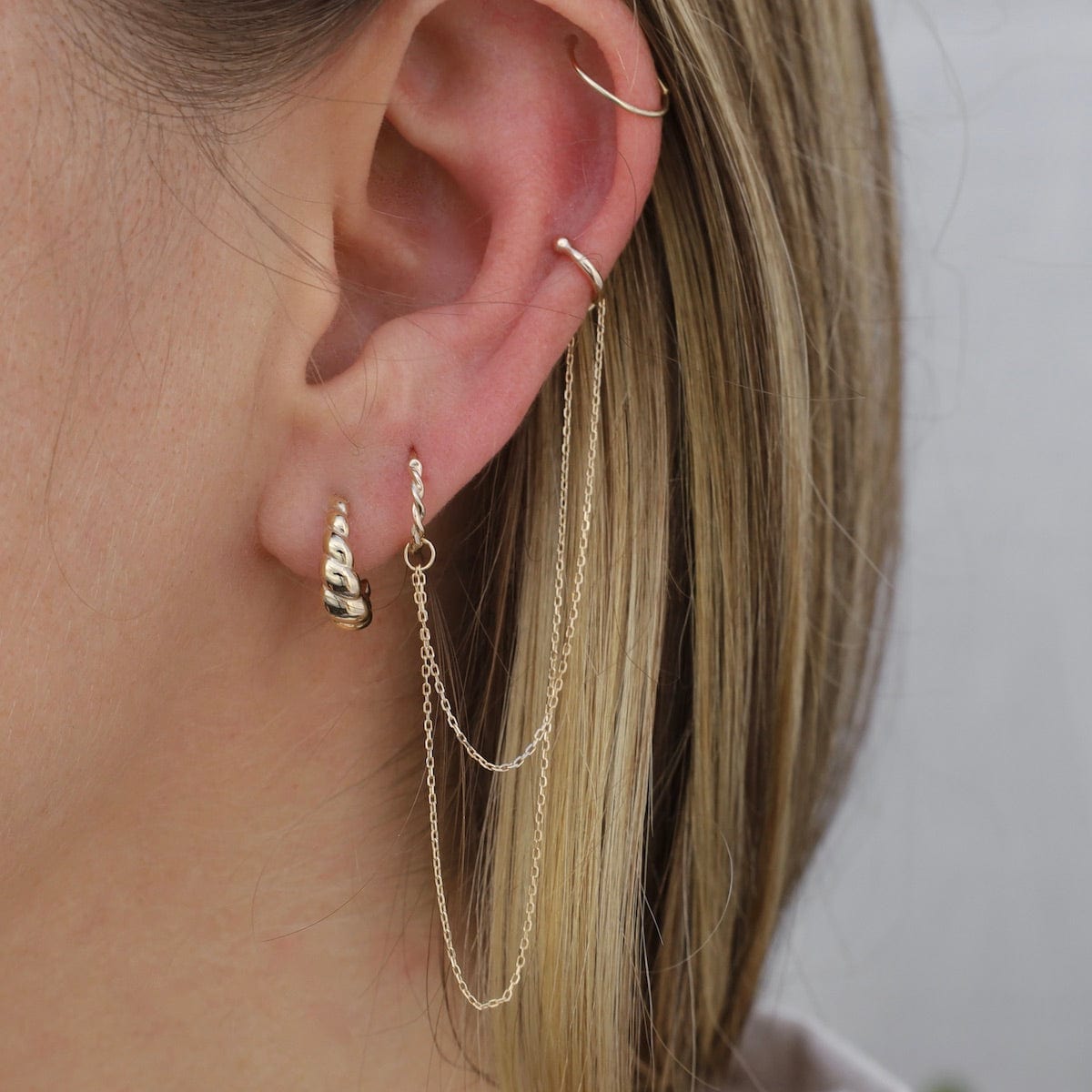 EAR-14K 14k Gold Croissant Huggie Hoops