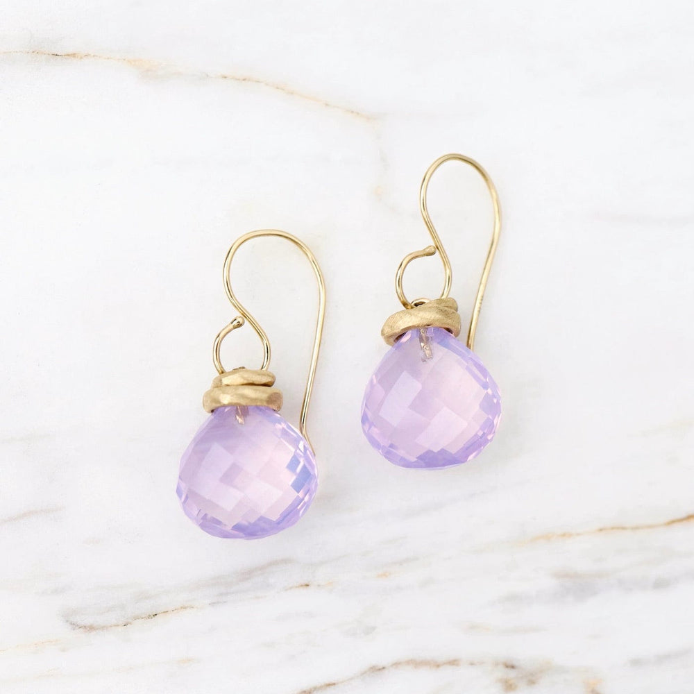 EAR-14K 14K Gold Earrings with 12mm Faceted Lavender Ameth