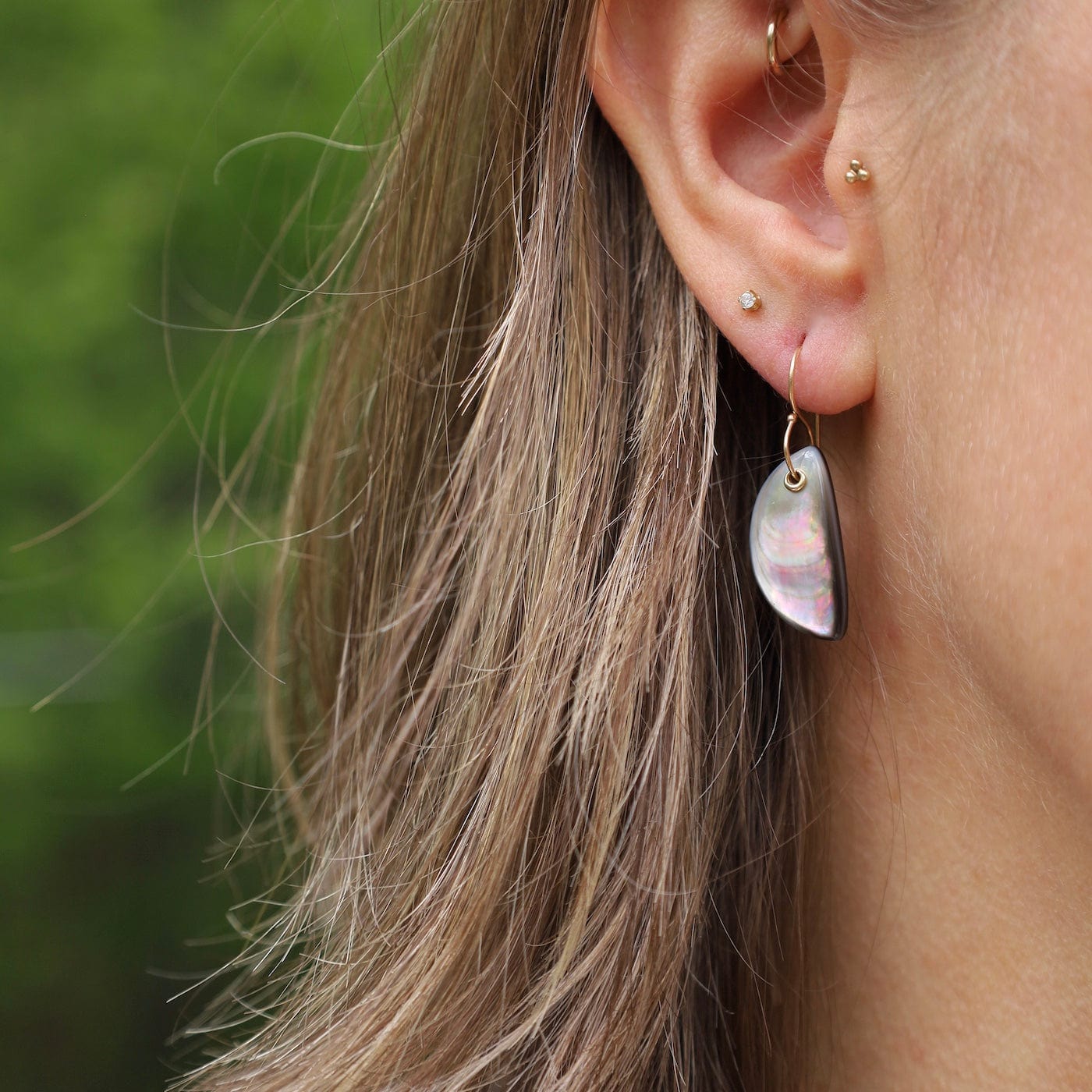 Jamie Joseph Free Form Black Mother of Pearl Earrings