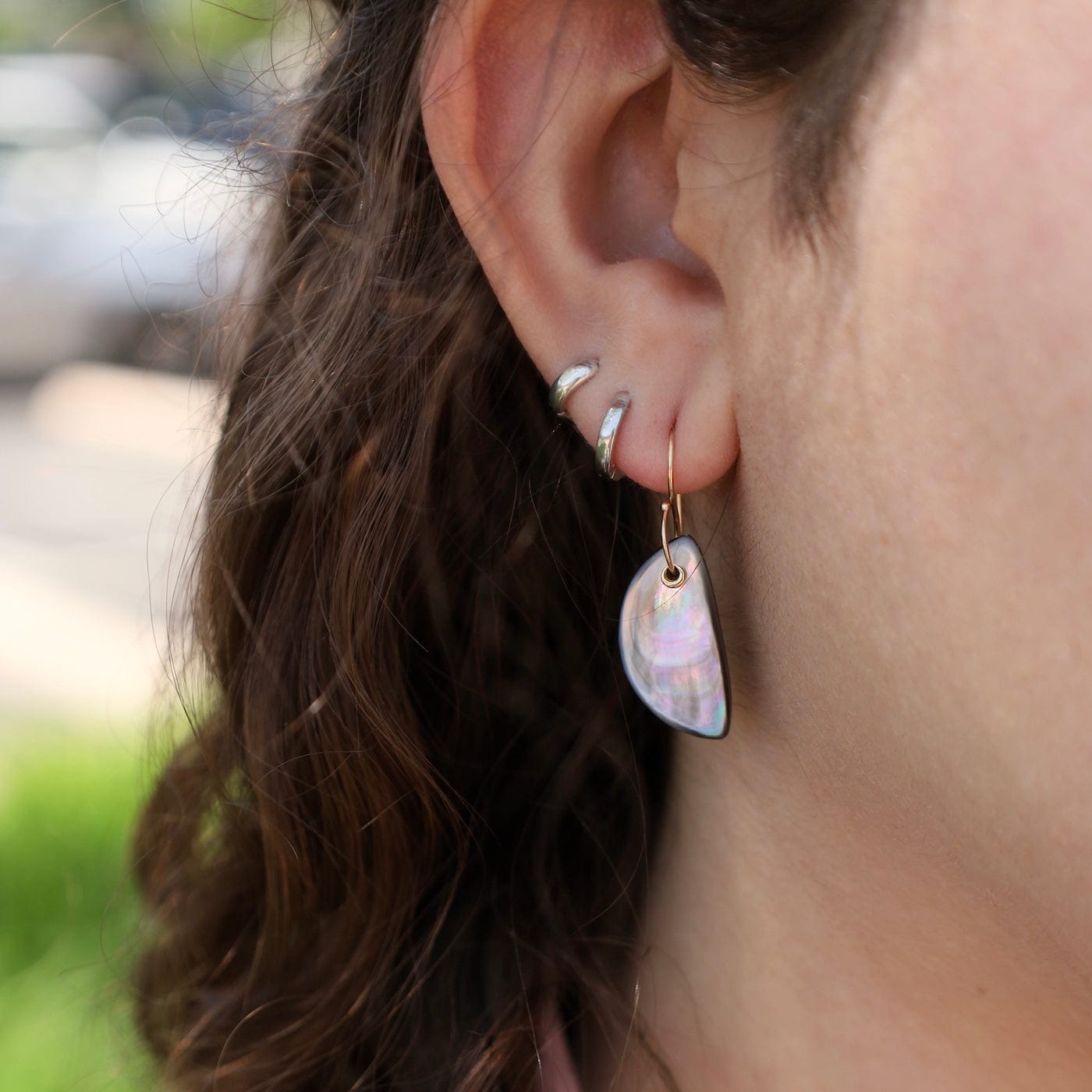 EAR-14k 14K Gold Earrings with Drilled & Sleeved Small Fre