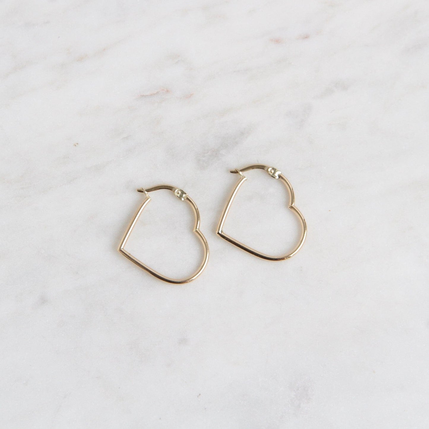 EAR-14K 14k Gold Heart Hoops