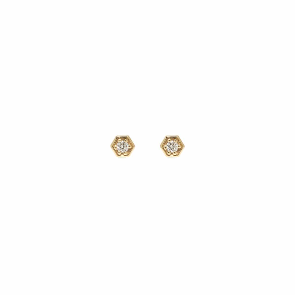 EAR-14K 14k Gold Hexagon Stud Earring