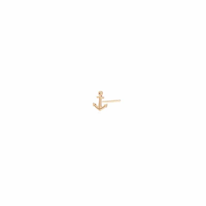 EAR-14K 14k Gold Itty Bitty Anchor Stud Earring - SINGLE