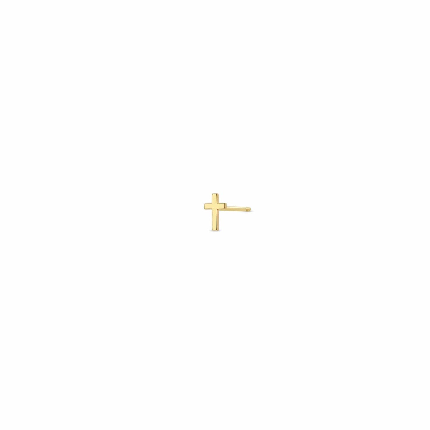 EAR-14K 14k Gold Itty Bitty Cross Stud Earring - SINGLE