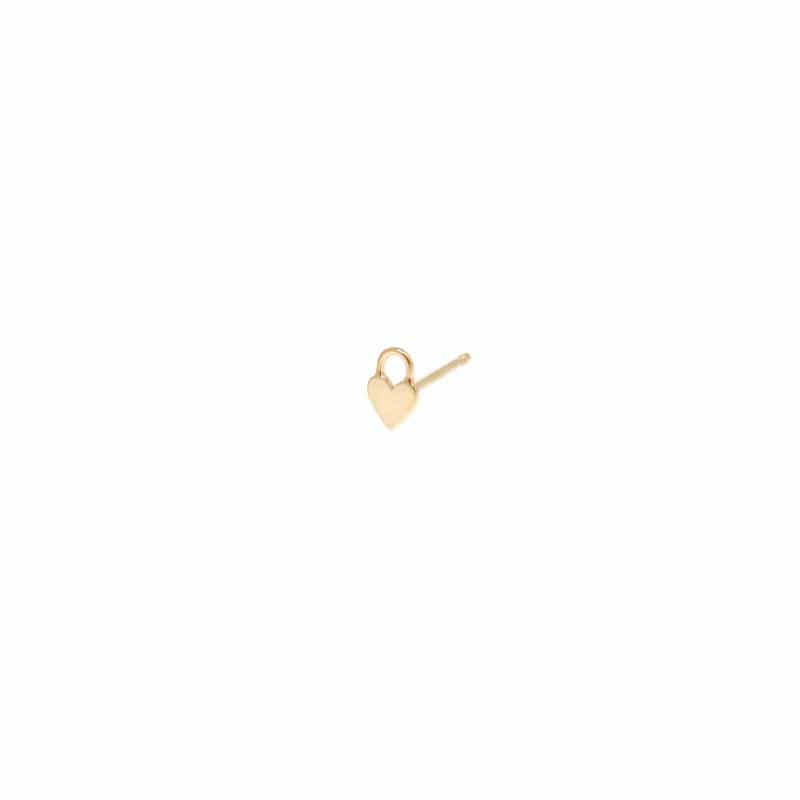 EAR-14K 14k Gold Itty Bitty Heart Padlock Stud Earring - SINGLE