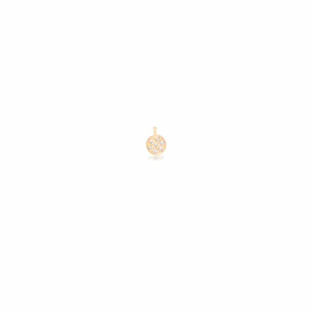 Load image into Gallery viewer, EAR-14K 14K GOLD ITTY BITTY PAVE DIAMOND ROUND DISC SINGLE
