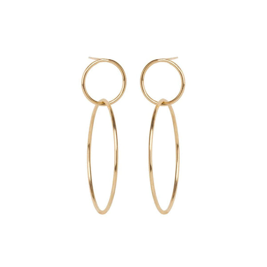 Load image into Gallery viewer, EAR-14K 14K Gold Large Double Circle Hoop Earring
