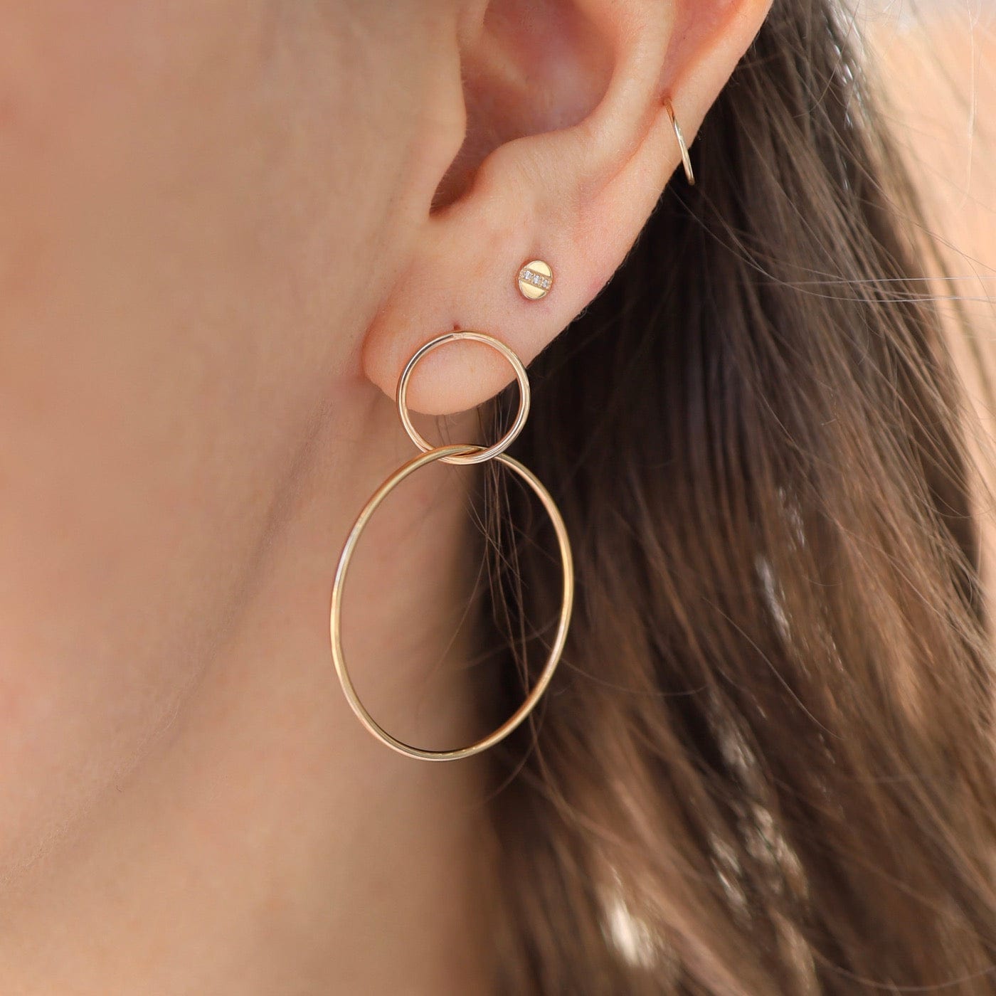 Load image into Gallery viewer, EAR-14K 14K Gold Large Double Circle Hoop Earring
