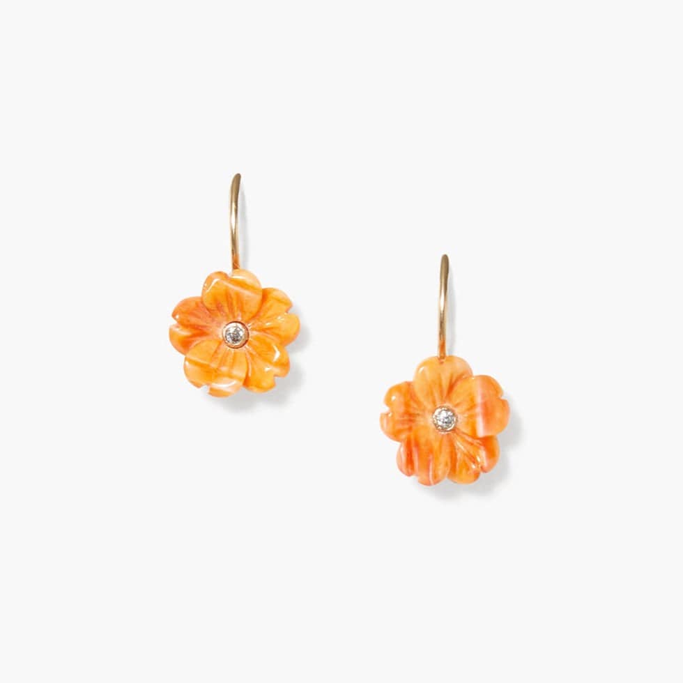 EAR-14K 14k Gold Lion Paw Flower Earrings