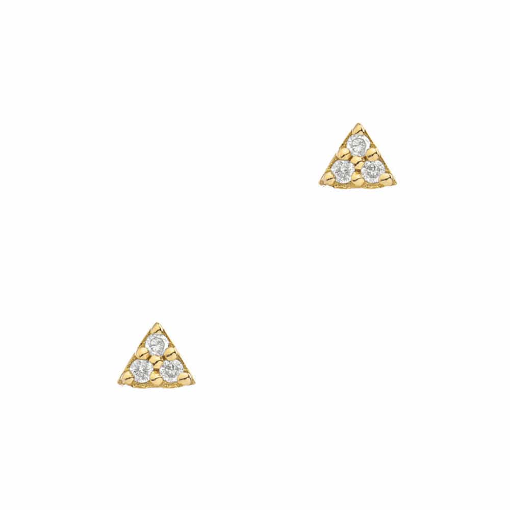 EAR-14K 14k Gold Mini Diamond Triangle Post Earrings