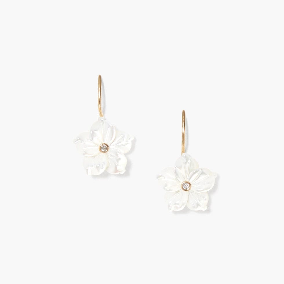 EAR-14K 14k Gold Mother of Pearl Flower Earrings