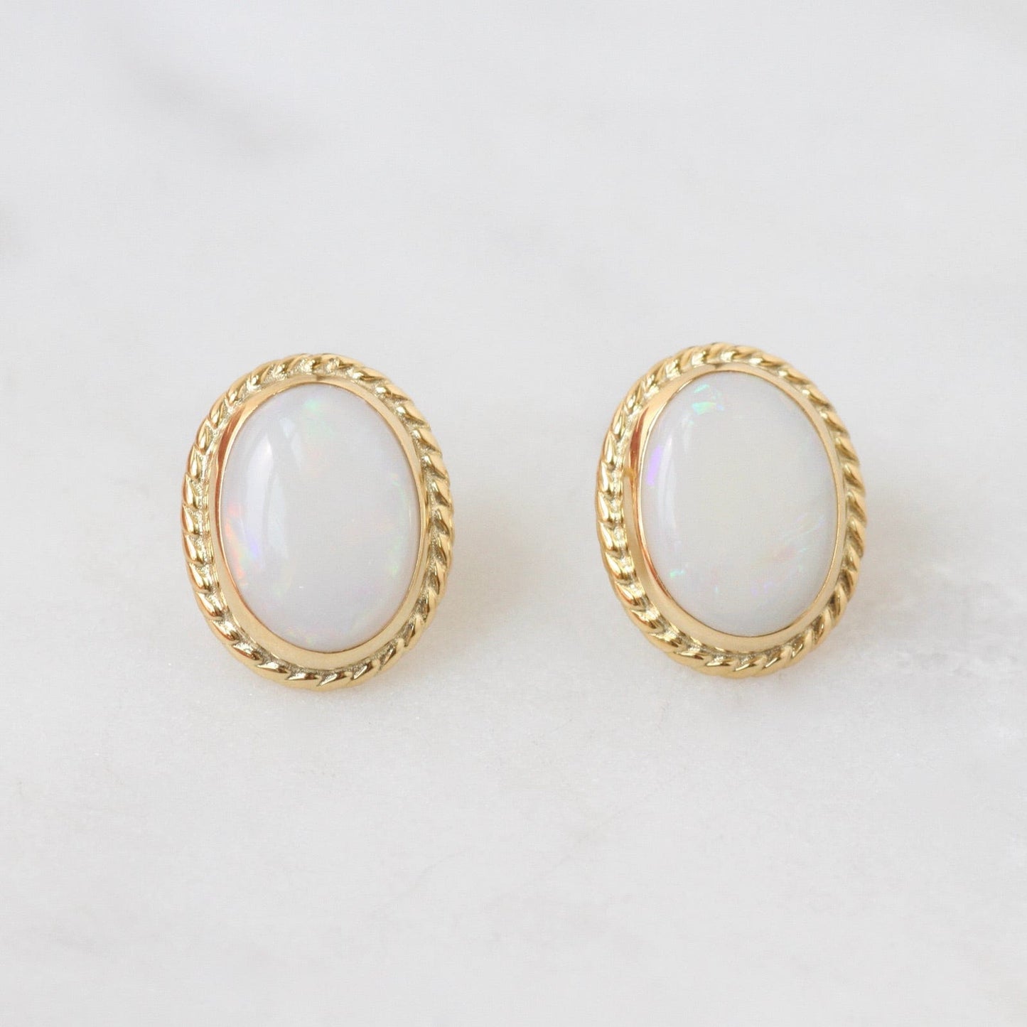 EAR-14K 14k Gold Opal Twist Gallery Post Earring