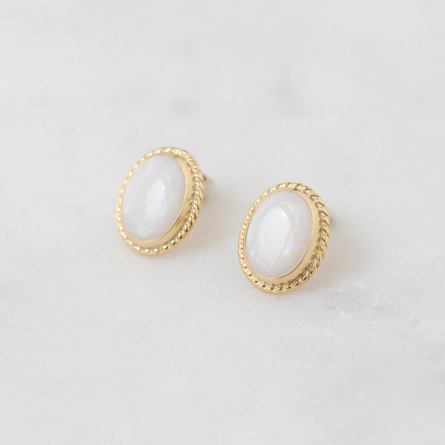 EAR-14K 14k Gold Opal Twist Gallery Post Earring