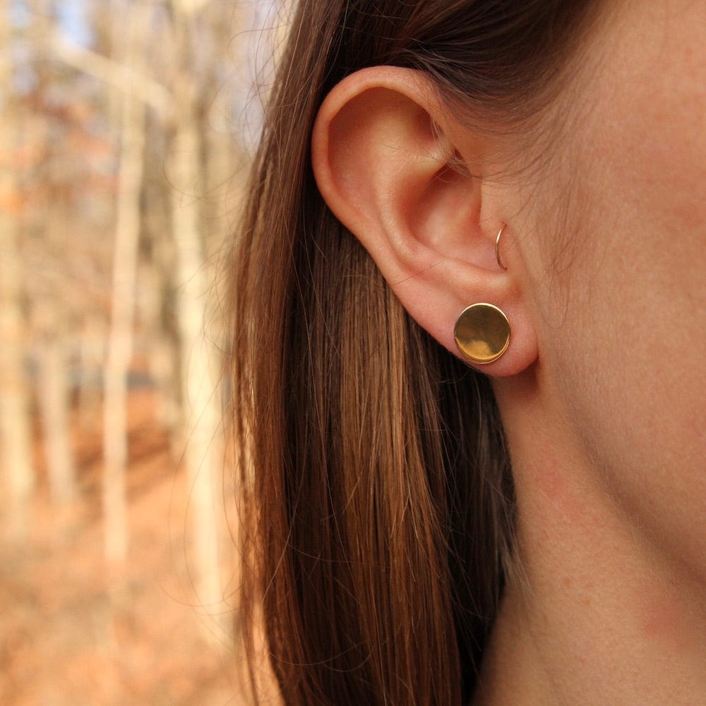 EAR-14K 14k Gold Plain Round Disk Post Earrings