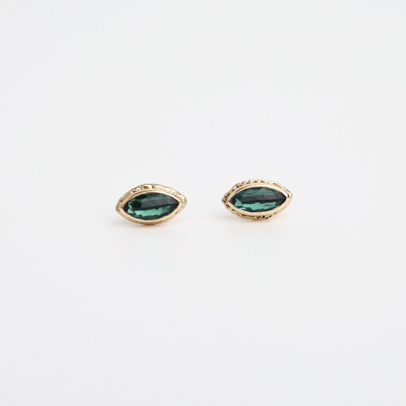 EAR-14K 14K Gold Post Earrings with Marquise Inverted Blue Green Tourmaline