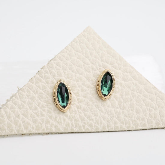 EAR-14K 14K Gold Post Earrings with Marquise Inverted Blue Green Tourmaline