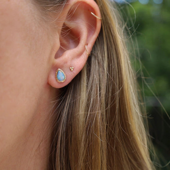 EAR-14K 14K Gold Post Earrings with Teardrop Australian Opal