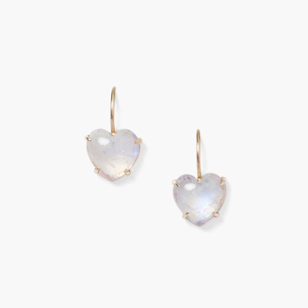EAR-14K 14K Gold Prong Set Moonstone Heart Earrings