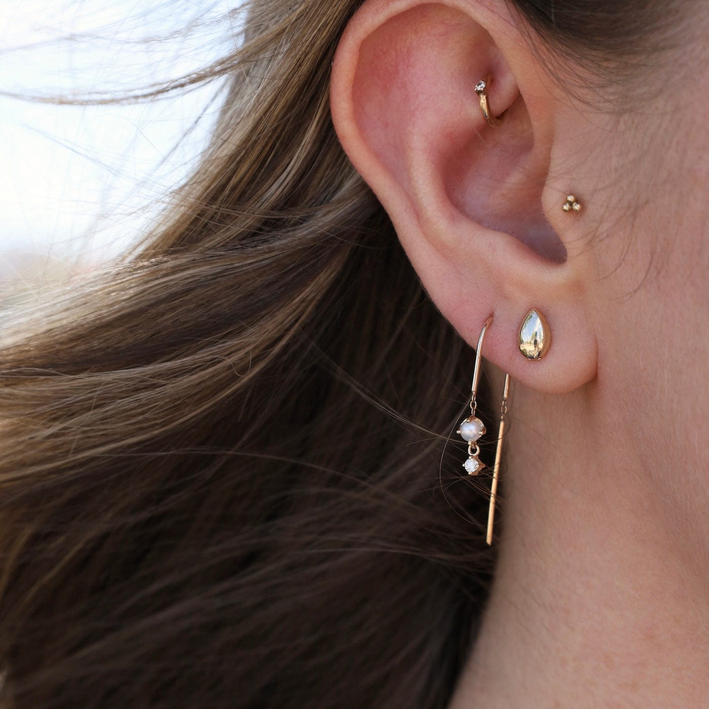 EAR-14K 14K Gold Puffed Teardrop Stud Earrings