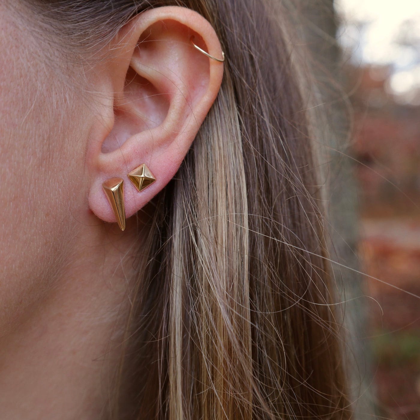 EAR-14K 14K Gold Pyramid Post Earring