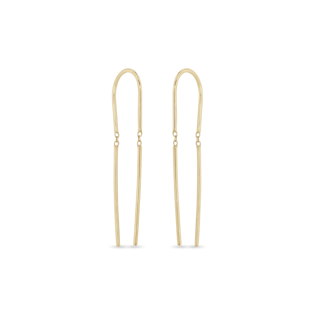 EAR-14K 14K Gold Short Wire Thread Thru Earrings