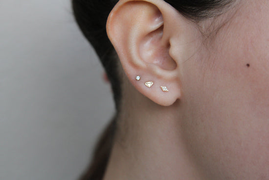 Load image into Gallery viewer, EAR-14K 14K GOLD SINGLE ITTY BITTY FACETED DIAMOND STUD
