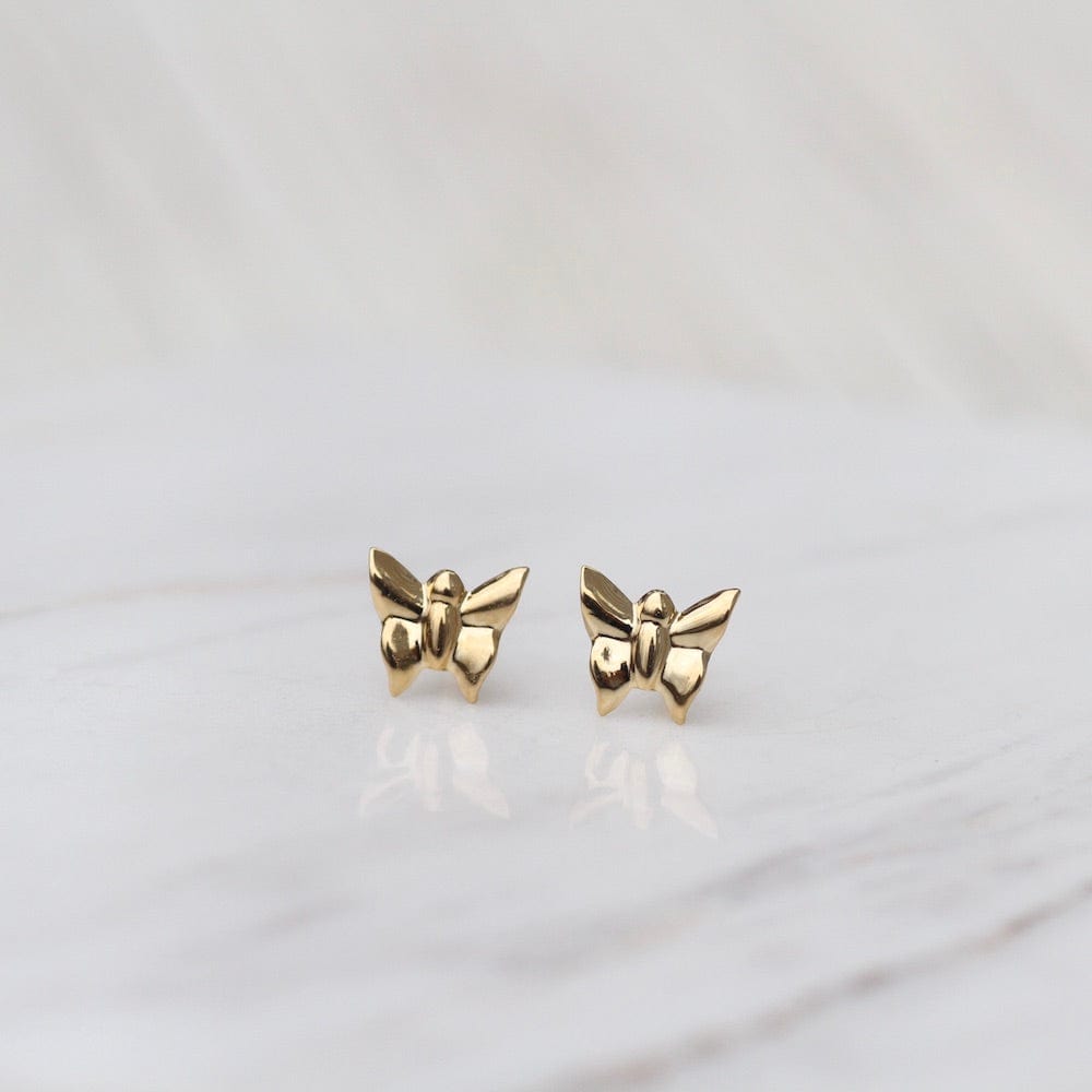 EAR-14K 14k Gold Small Butterfly Post Earrings