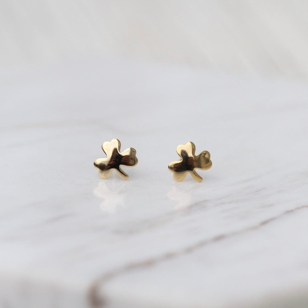 14k gold on sale clover earrings