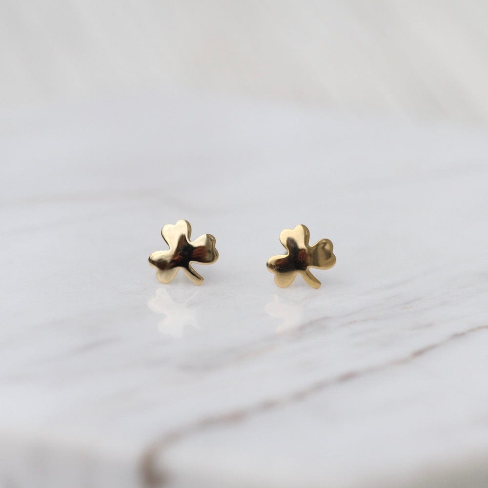 EAR-14K 14k Gold Small Clover Post Earrings