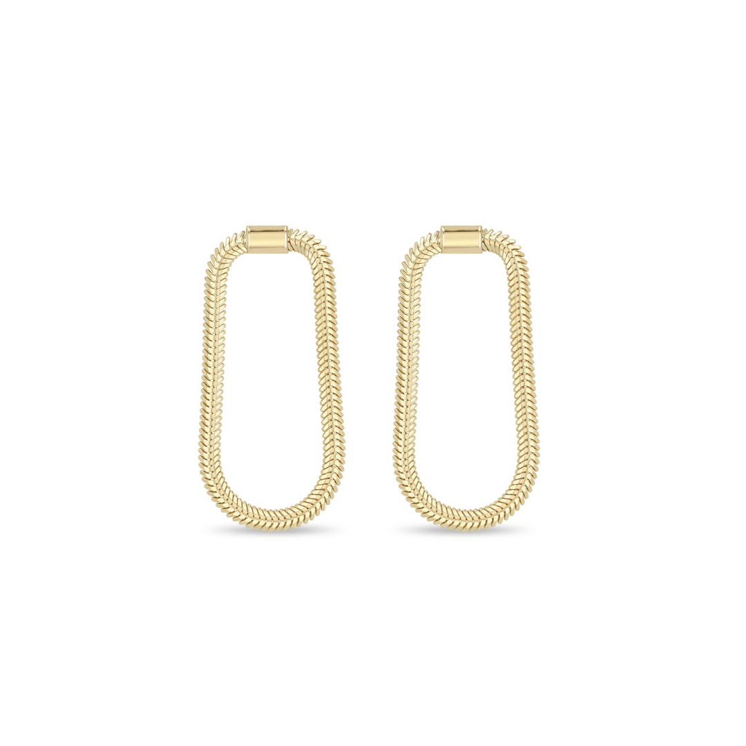 EAR-14K 14K Gold Small Oval Snake Chain Loop Earrings