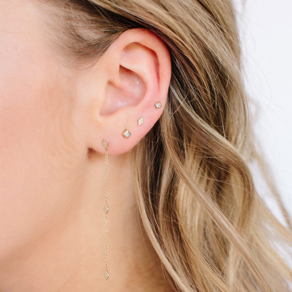 EAR-14K 14k Gold Small Princess Diamond Stud Earrings
