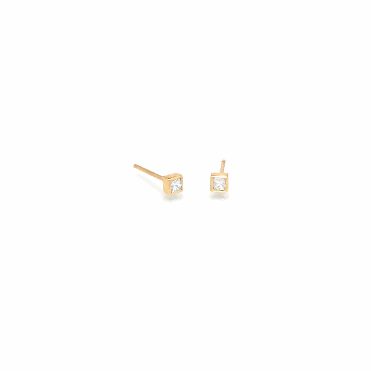 EAR-14K 14k Gold Small Princess Diamond Stud Earrings