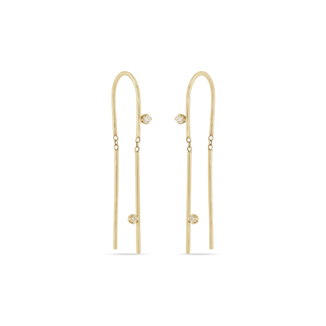 EAR-14K 14K Gold Stort Wire Thread Thru Earrings with Pron