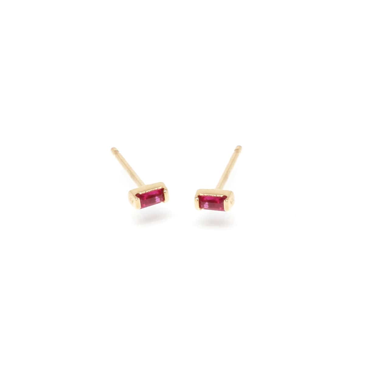 EAR-14K 14K Gold Tiny Ruby Baguette Studs