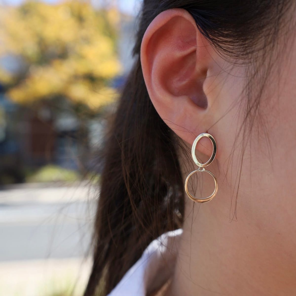EAR-14K 14k Gold Trembling Circle Drop Earrings