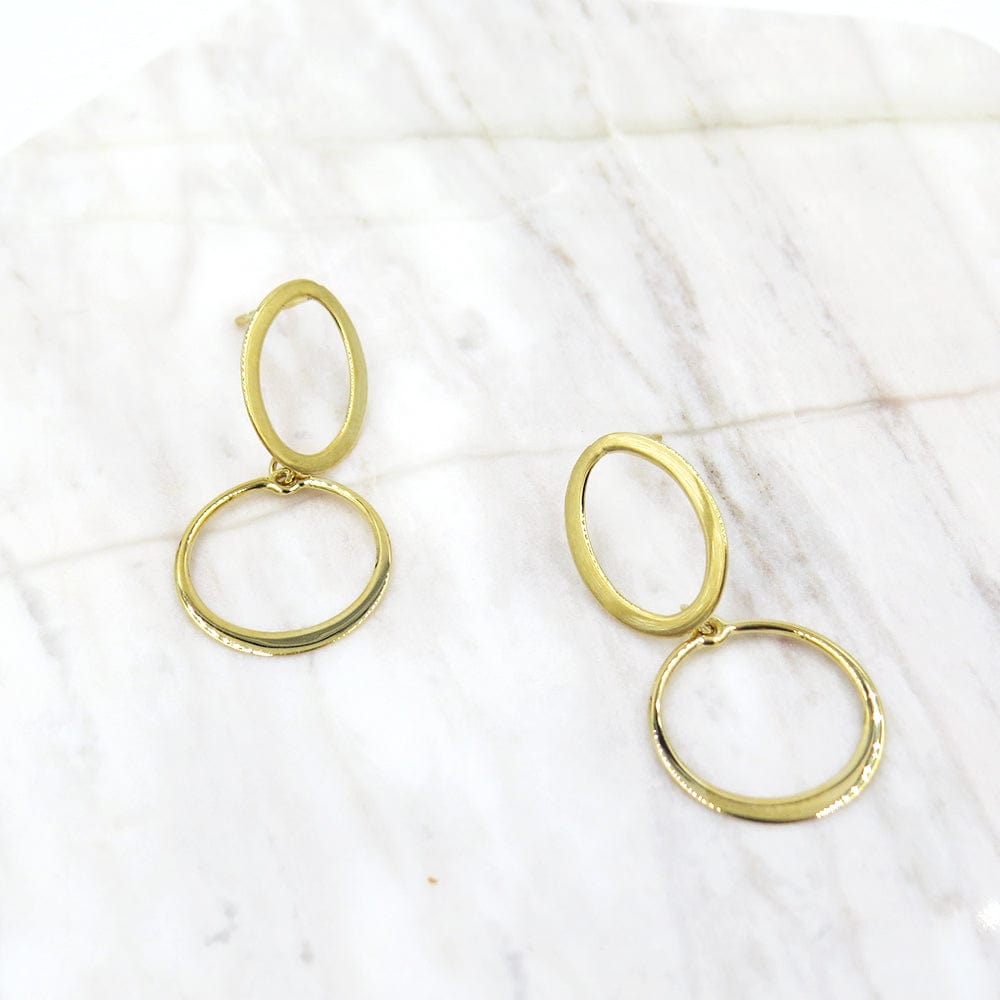 EAR-14K 14k Gold Trembling Circle Drop Earrings