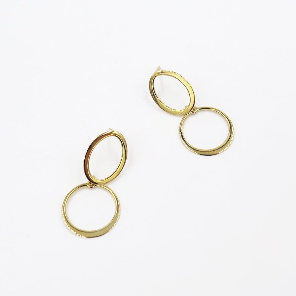 14K Gold Plain Round Disk Post Earrings