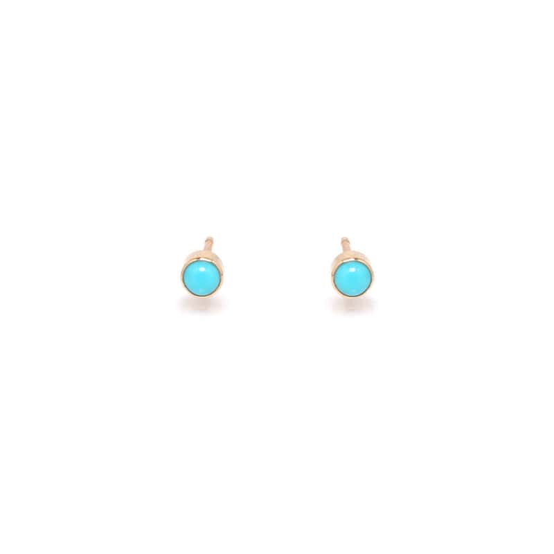 Turquoise Flat Back Labret Stud Earring 4mm Bezel Set – Siren Body Jewelry