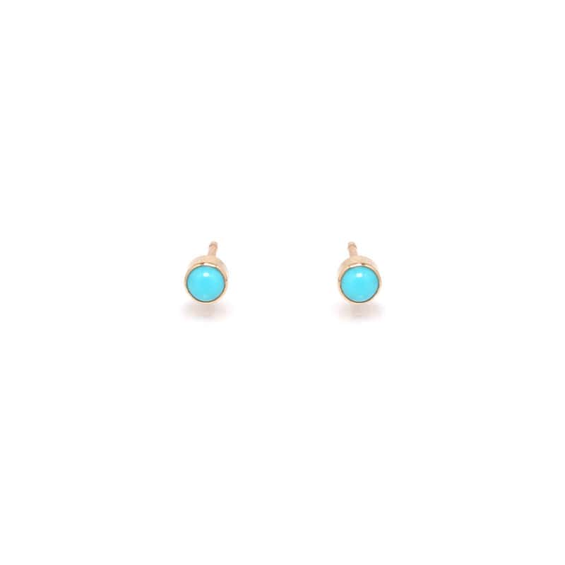 EAR-14K 14K Gold Turquoise Bezel Stud Earrings