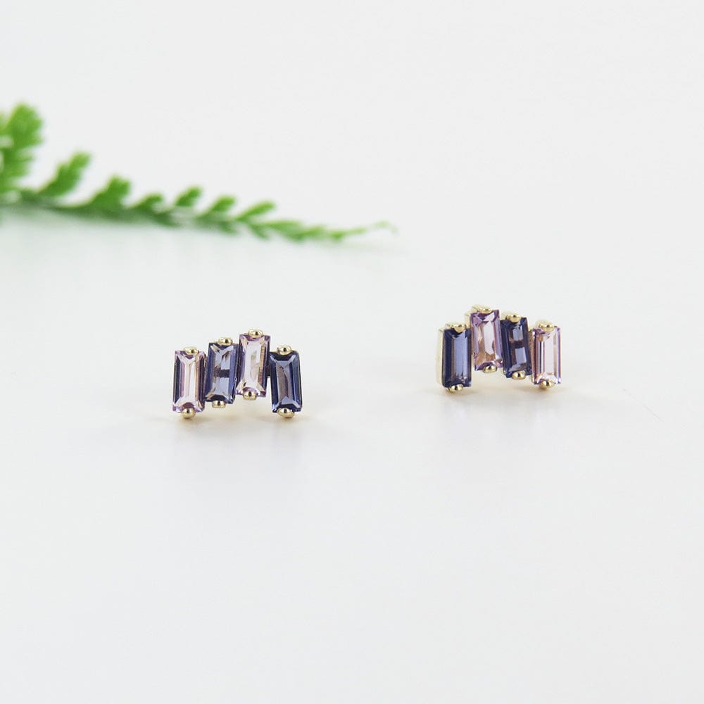 EAR-14K 14k Gold Zig Zag Iolite Post Earring